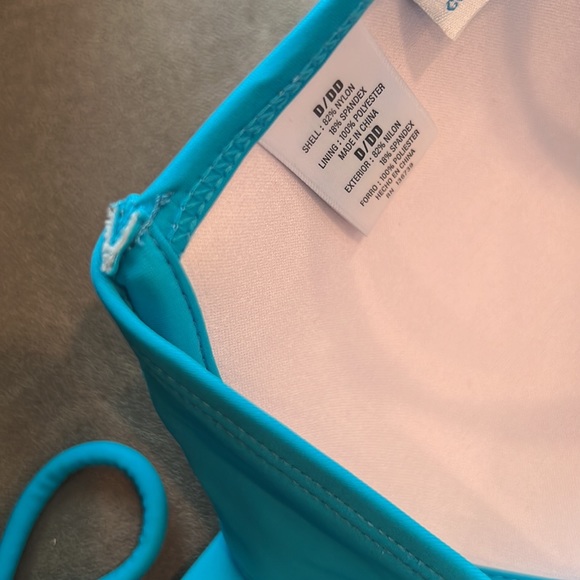 California waves 2 piece bikini top D/DD underwire/cups, XL bottom aqua blue - Picture 13 of 13